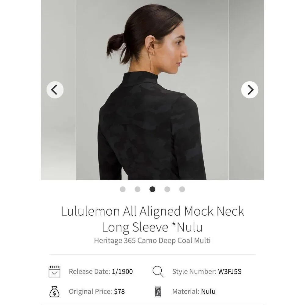 LULULEMON | all aligned mock neck long sleeve nulu heritage 365 camo deep coal